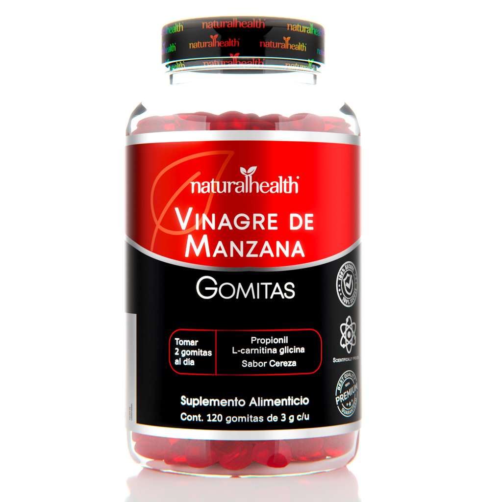 Vinagre de Manzana 120 gomitas Carnitina Cereza Natural Health. – Vitazone México