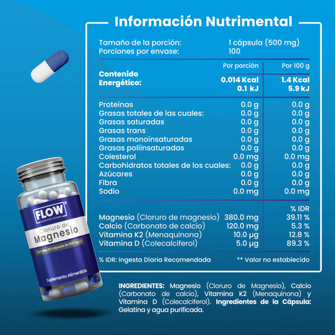 Cloruro de Magnesio 100 cápsulas Flow