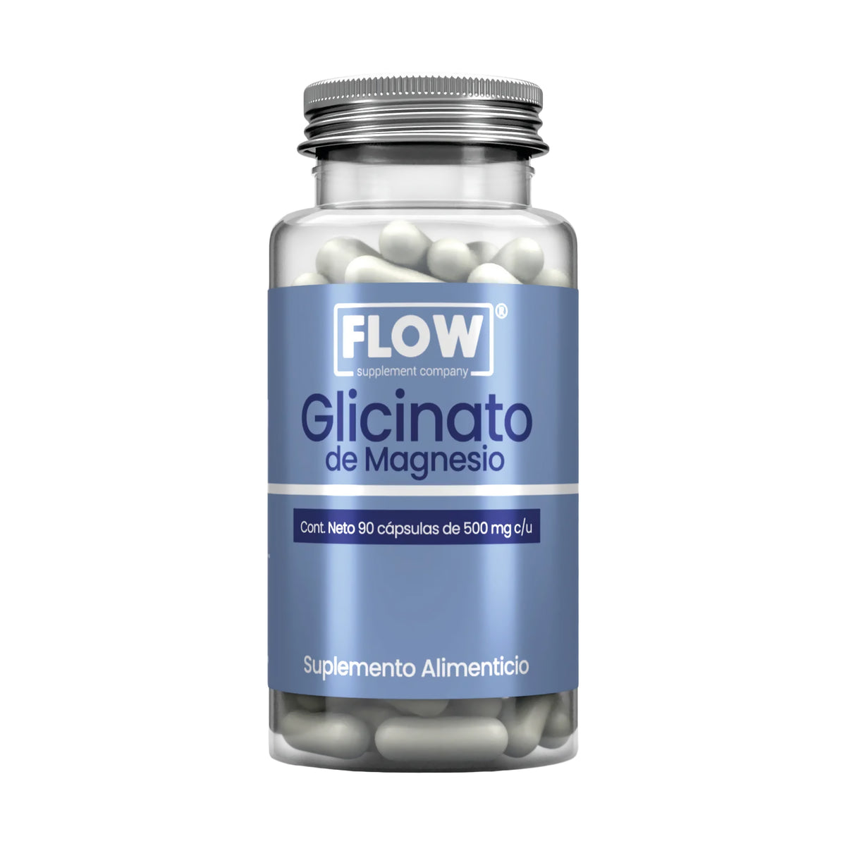 Glicinato de Magnesio de 500 mg 90 cápsulas FLOW