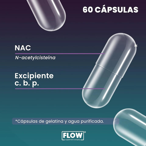 NAC (N-acetylcisteína) 60 cápsulas de 600 mg Flow