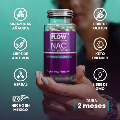 NAC (N-acetylcisteína) 60 cápsulas de 600 mg Flow