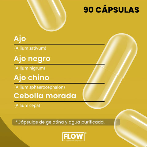 Ajo Negro Ajo Chino Ajo Y Cebolla 90 Cápsulas Flow