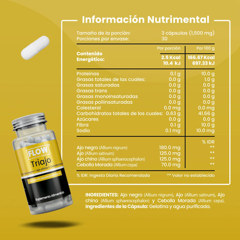 Ajo Negro Ajo Chino Ajo Y Cebolla 90 Cápsulas Flow
