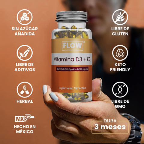 Vitamina D3 + K2 90 capsulas Flow.